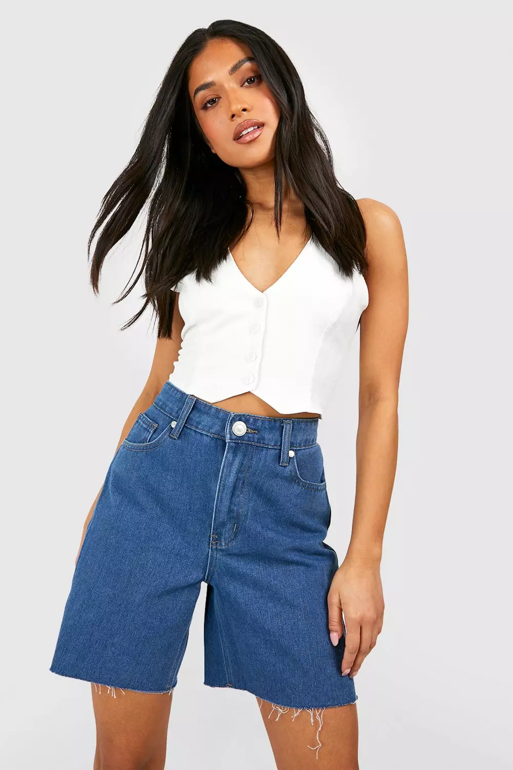 Petite denim bermuda shorts clearance